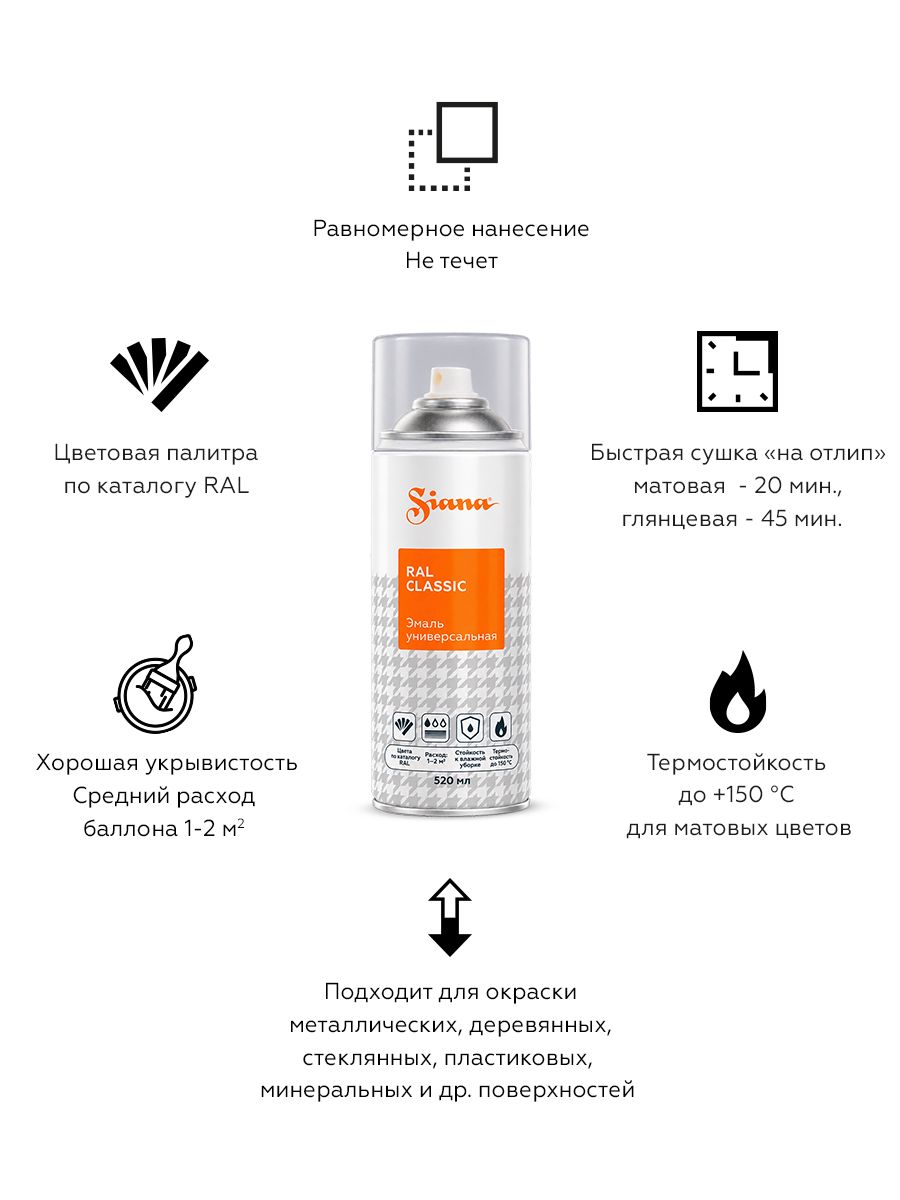 Товар Аэрозольная эмаль Siana Classic вишневый матовый (RAL 3005)