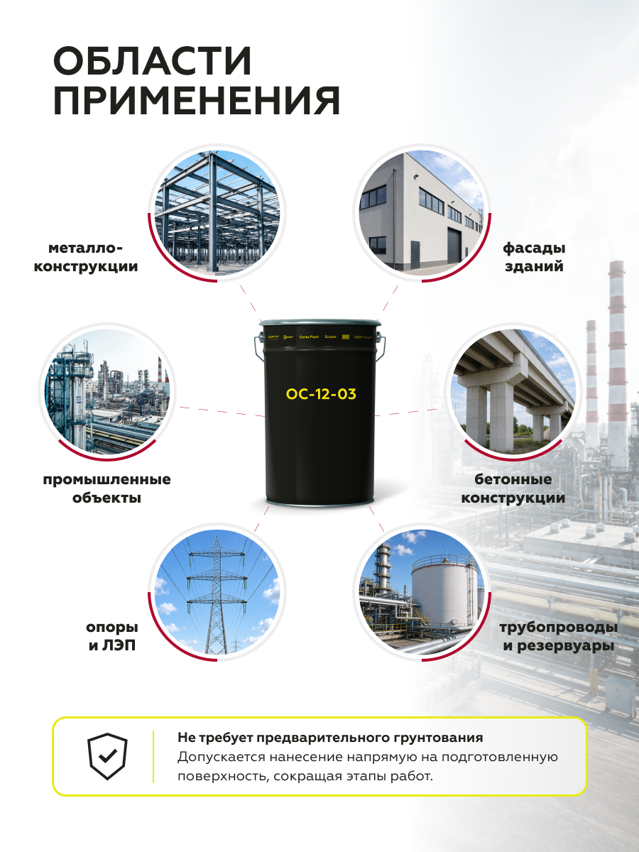 Товар Атмосферостойкая грунт-эмаль ОС-12-03 ярко-красный (~RAL 3020) до 150°С 25 кг