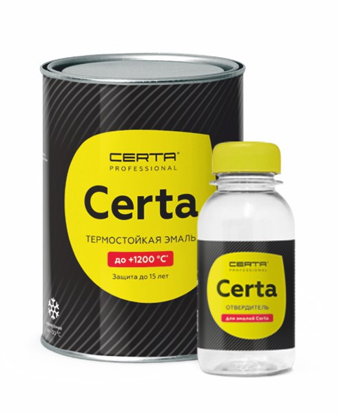 CERTA 2К (двухупаковочный) эмаль антикоррозионная термостойкая до 600°С черный (4,3кг+0,225кг отвердитель)