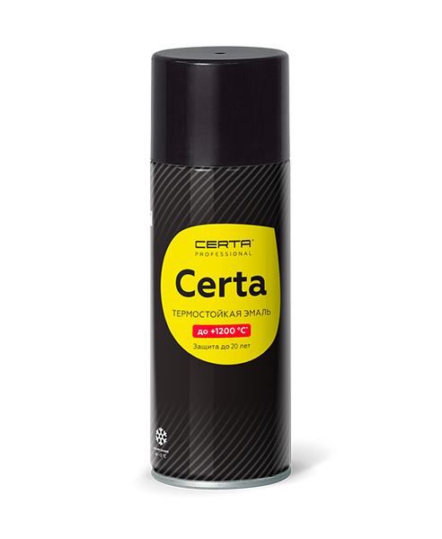 Товар Эмаль термостойкая антикоррозионная CERTA Professional до 1200°С черный сатин матовый (аэрозоль)