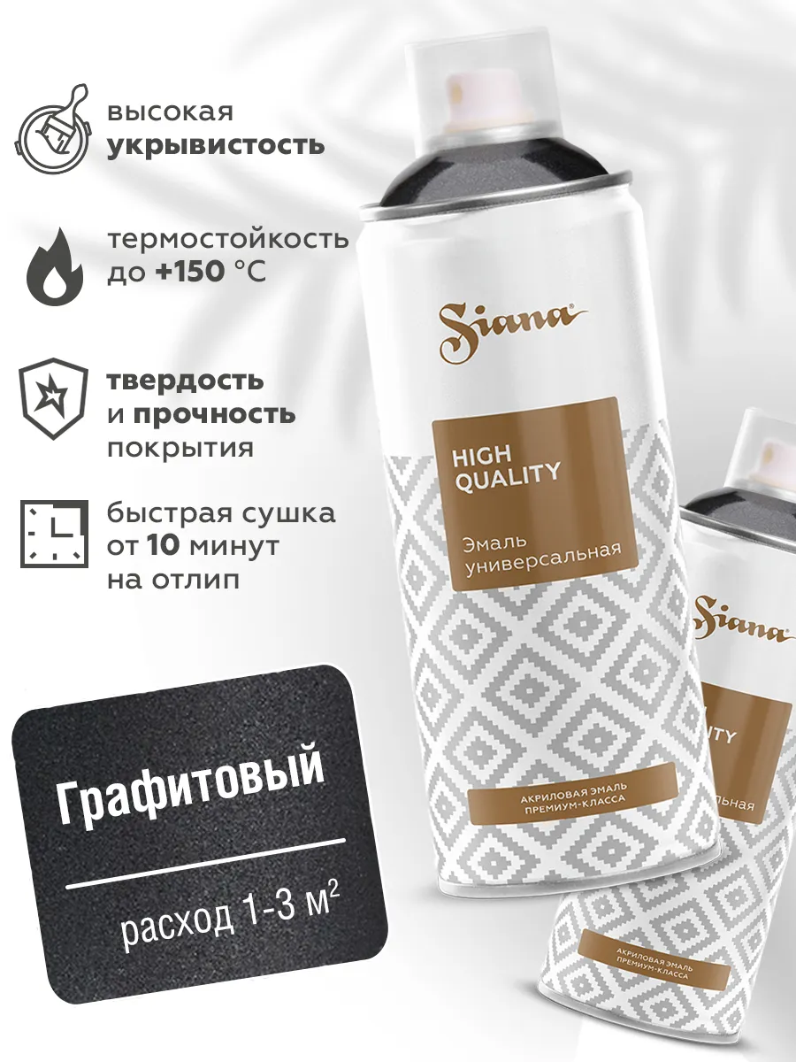 Товар Аэрозольная эмаль Siana HQ графитовый