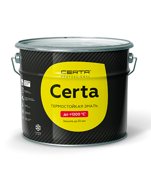 Эмаль термостойкая антикоррозионная CERTA Professional до 750°С желтый матовый 10 кг