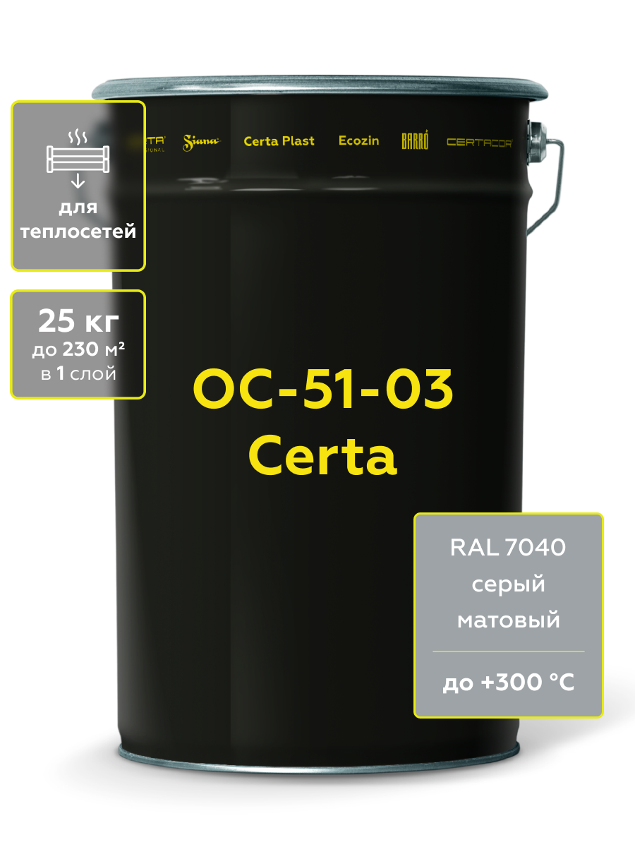 Товар ОС 51-03 "CERTA" для теплосетей серый (RAL 7040), 25кг