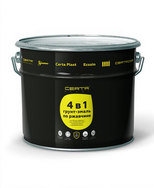 Грунт-эмаль по ржавчине 4в1 CERTA PLAST, белый глянцевый (RAL9003), (10,0кг)